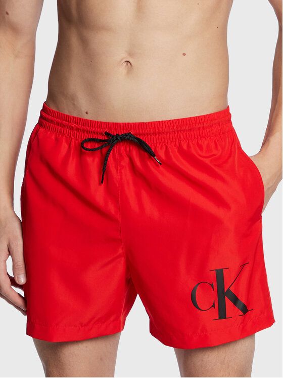 Calvin Klein Swimwear Peldšorti KM0KM00849 Sarkans Regular Fit