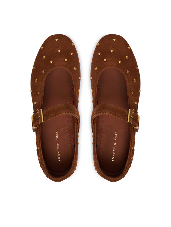 Tommy Hilfiger Tommy Hilfiger Μπαλαρίνες Th Buckle Suede Stud Ballerina FW0FW09666 Καφέ