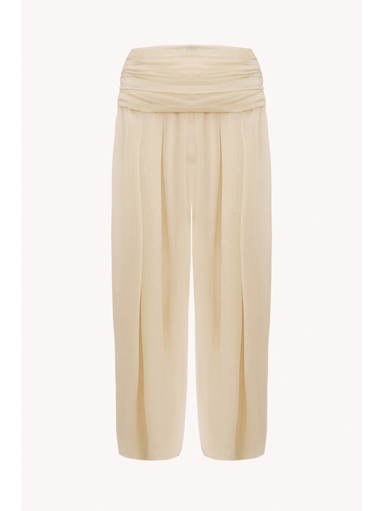 Epuzer Epuzer Pantaloni di tessuto Oyster silk sheer Beige Loose Fit