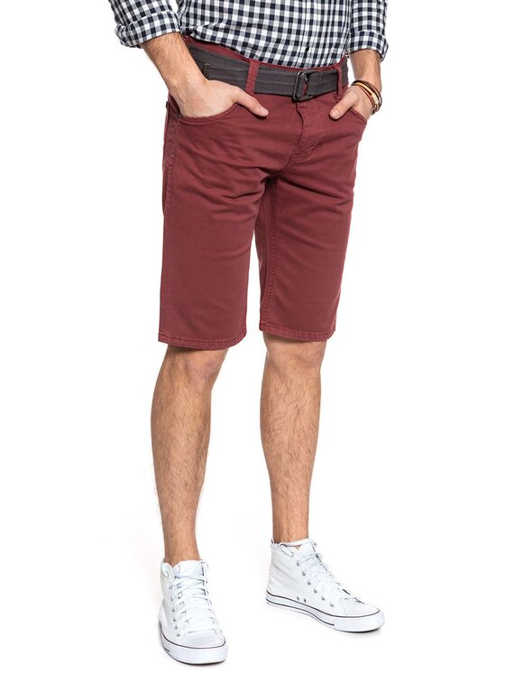 Mustang Mustang Pantaloncini di jeans 5 POCKET SHORT Rosso Slim Fit