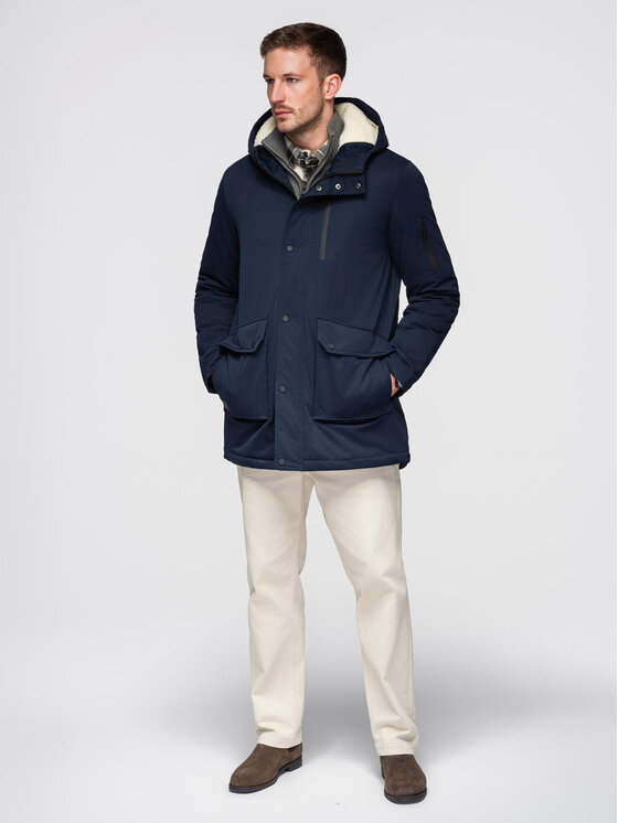 Ombre Ombre Parka OM-JAPJ-0316 Granatowy Regular Fit