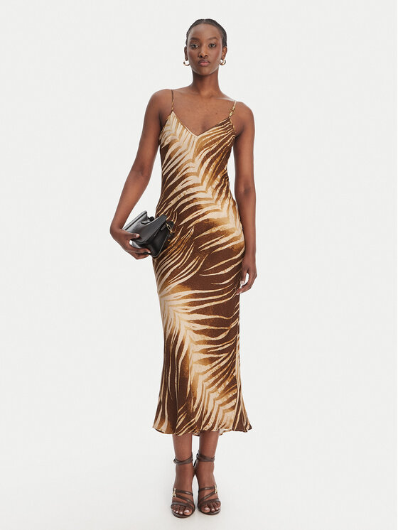 Just Cavalli Just Cavalli Ljetna haljina 80PAO925 NS819 Bež Slim Fit