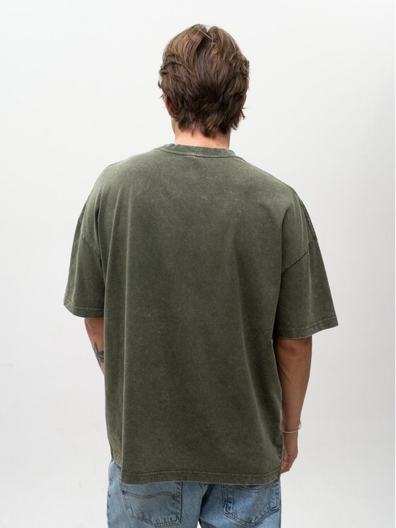 Jigga Wear Jigga Wear T-Shirt Acid wash sprana przetarcia 130524 Zielony Oversize
