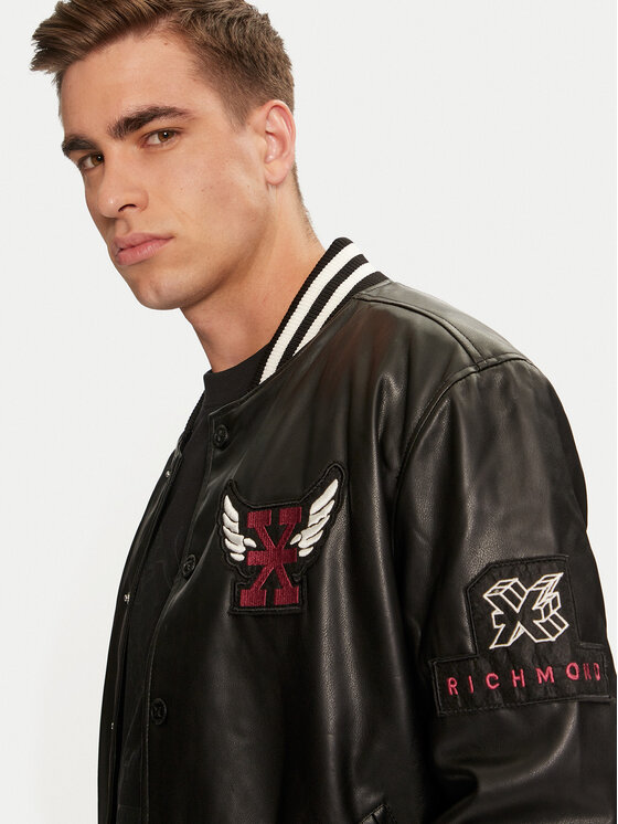 Richmond X Richmond X Kurtka z imitacji skóry Meleb UMA24217GB Czarny Regular Fit