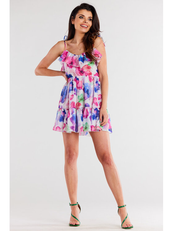 Awama Awama Sukienka letnia A503 Niebieski Basic Fit