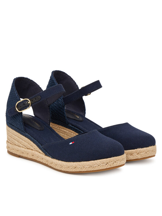 Tommy Hilfiger Tommy Hilfiger Espadrile Mid Wedge Espad Closed Toe FW0FW09233 Mornarsko modra
