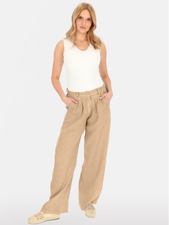 Perso Perso Spodnie damskie PTE255039F Brązowy Regular Fit