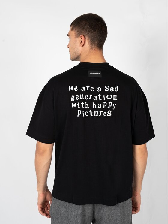Les Hommes Les Hommes T-Shirt LBT1015700P Černá Oversize