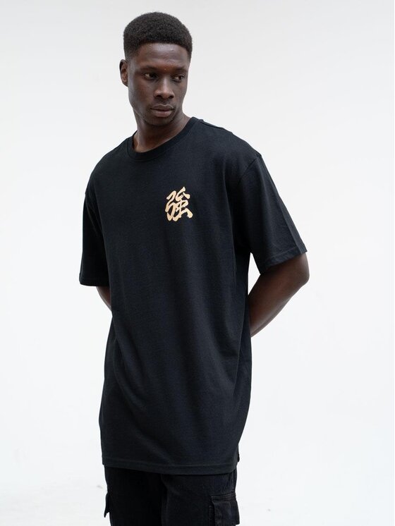 MyStars MyStars T-Shirt Koszulka Z Krótkim Rękawem Oversize Męska Czarna MyStars Kung Fu Bear XL Czarny Oversize