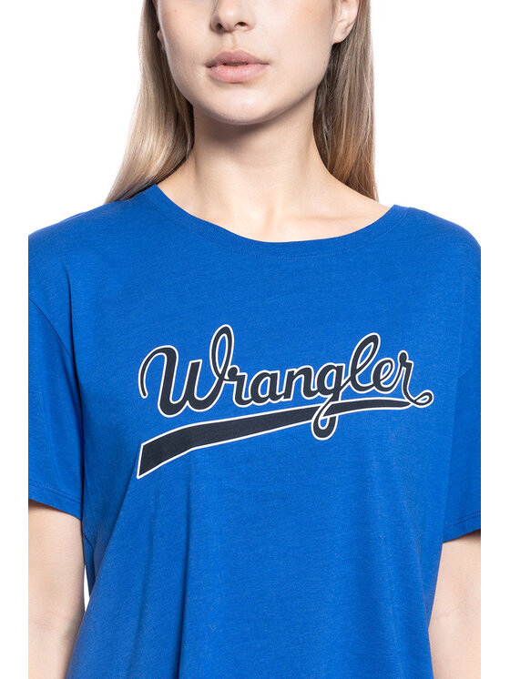 Wrangler Wrangler T-Shirt DRAPE TEE Niebieski Regular Fit
