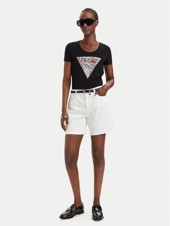 Guess Guess Pantaloncini di jeans W6GD1A D0704 Bianco Relaxed Fit