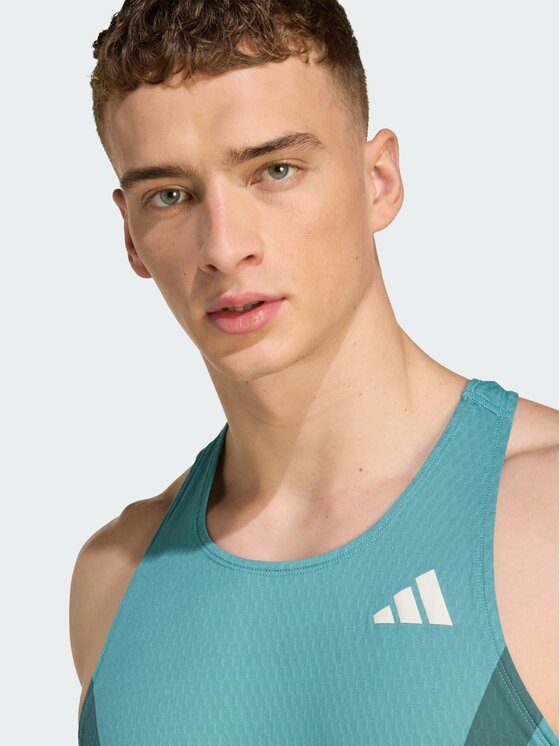 adidas adidas Koszulka techniczna Adizero Archive Running Singlet Turkusowy Slim Fit