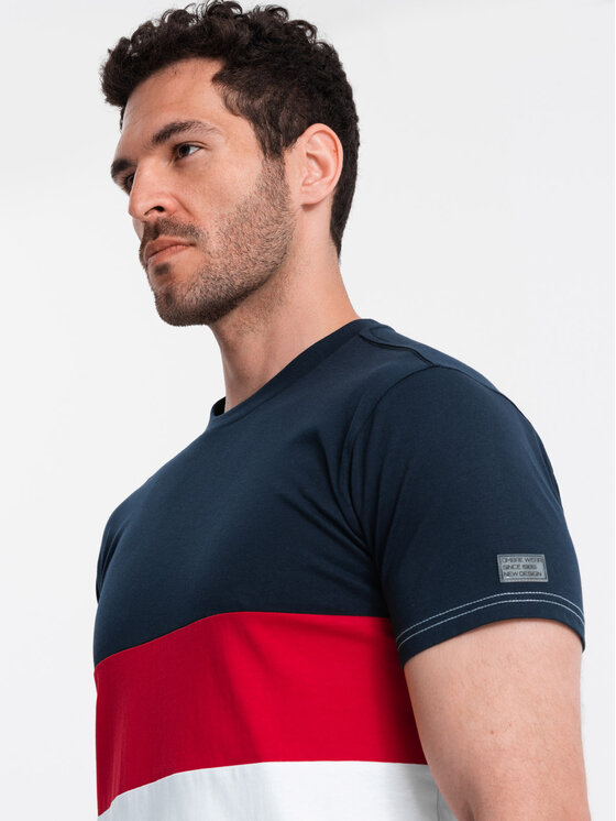Ombre Ombre T-Shirt OM-TSPT-0152 Tmavomodrá Regular Fit