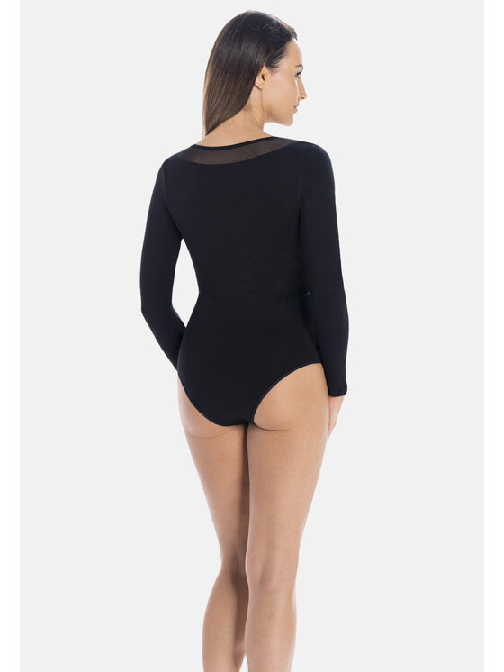 Teyli Teyli Body damskie z wiskozy Amber Czarny Regular Fit