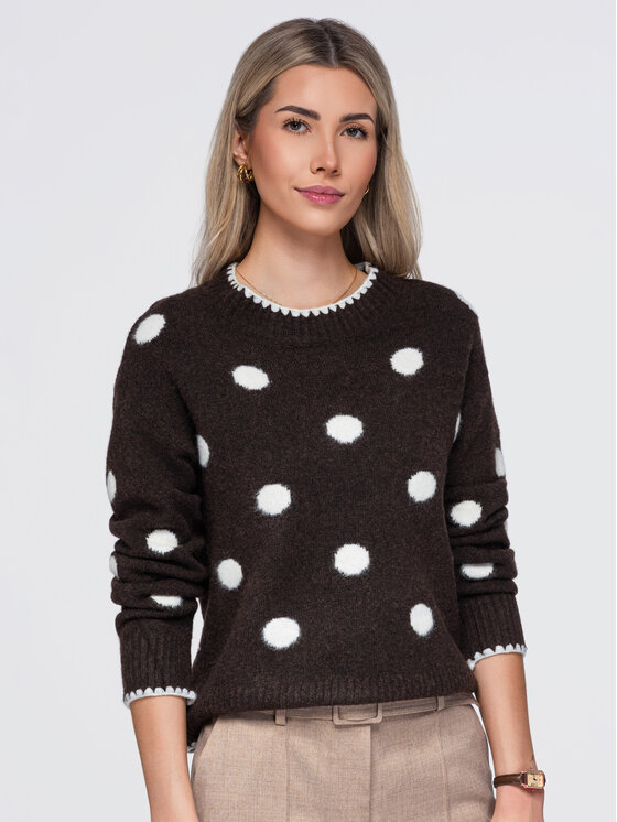 Ombre Ombre Sweter OW-SW-E0021 Brązowy Regular Fit
