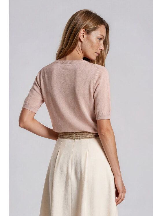 Fobya Fobya Bluzka F3036 Różowy jasny Basic Fit