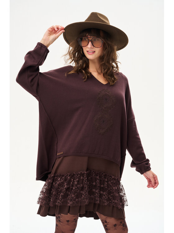 blue shadow blue shadow Sweter Tol Brązowy Regular Fit