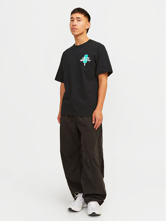Jack&Jones Jack&Jones T-shirt Jorfrutti 12256926 Crna Wide Fit
