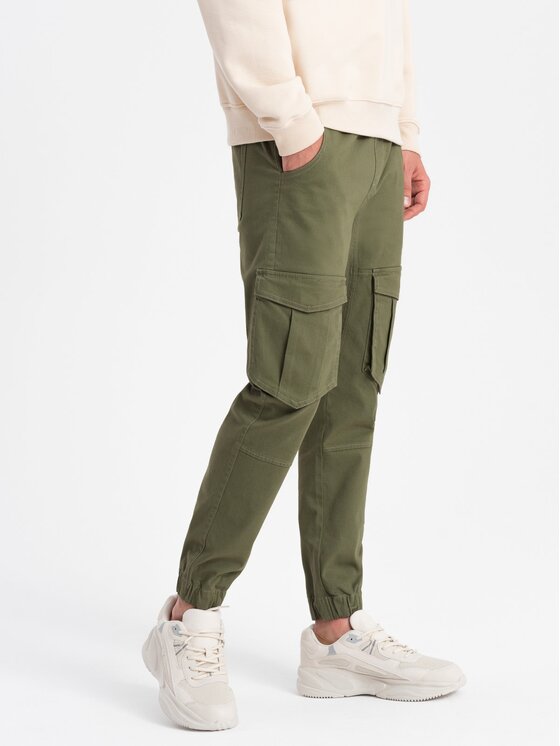Ombre Ombre Joggers kalhoty P886 Zelená Cargo Fit
