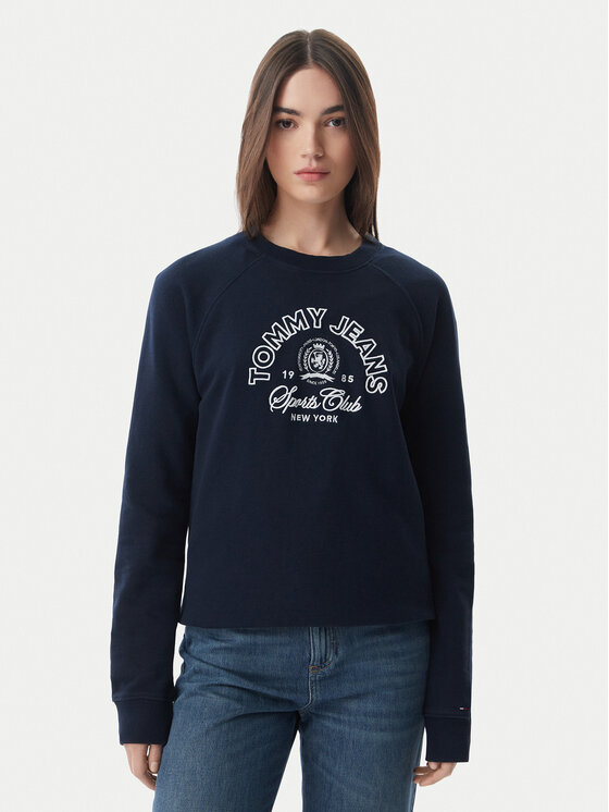 Tommy Jeans Pulóver Heritage Logo DW0DW22821 Sötétkék Regular Fit