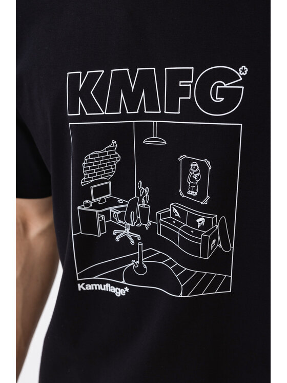 Kamuflage Kamuflage T-Shirt Lägenhet Czarny Comfortable Fit