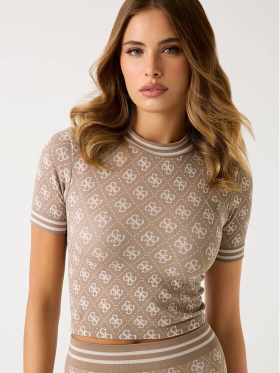 Guess Guess T-krekls V5BP07 K2000 Brūns Slim Fit