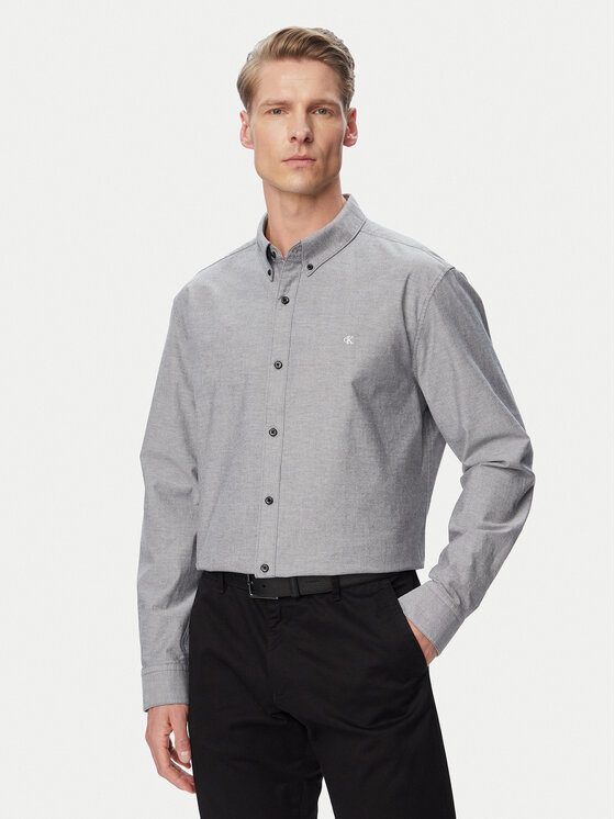 Calvin Klein Jeans Cămașă Oxford Classic LV140EM125 Gri Regular Fit