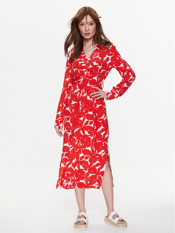 United Colors Of Benetton Rochie tip cămașă 43UEDV02X Roșu Regular Fit
