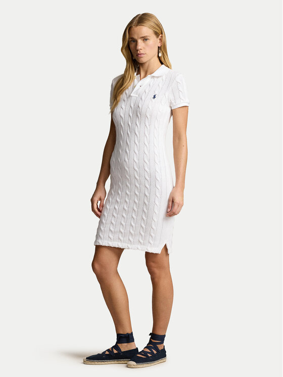 Polo Ralph Lauren Polo Ralph Lauren Kötött ruha 211943139002 Fehér Slim Fit
