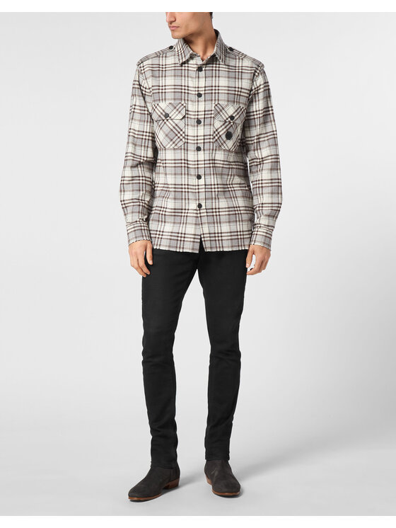 PHILIPP PLEIN PHILIPP PLEIN Koszula 11477 Beżowy Over Fit