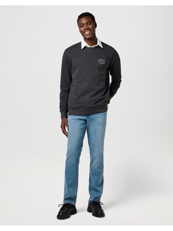 Wrangler Wrangler Bluza Embroidery Crew Szary Relaxed Fit