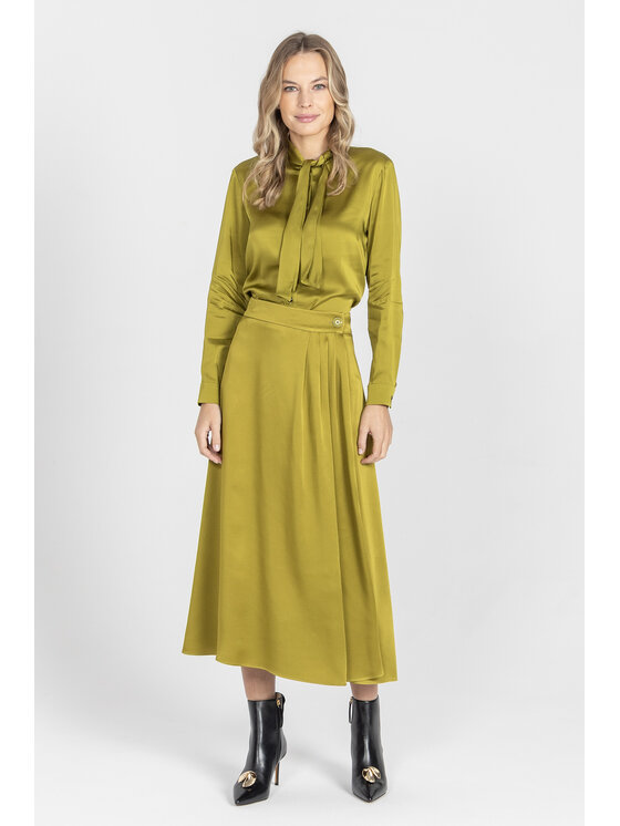 Deni Cler Milano Deni Cler Milano Spódnica midi W-DC-7055-E5-B1-42-1 Zielony A-Line Fit
