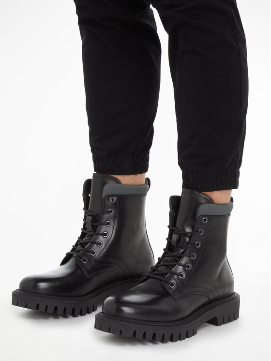 Tommy Hilfiger Tommy Hilfiger Trapery Premium Casual Chunky Lth Boot FM0FM04756 Czarny