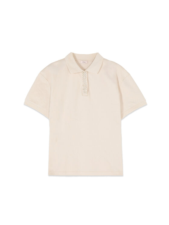 Oltre Oltre T-Shirt G025J004477N002 Kremowy Regular Fit