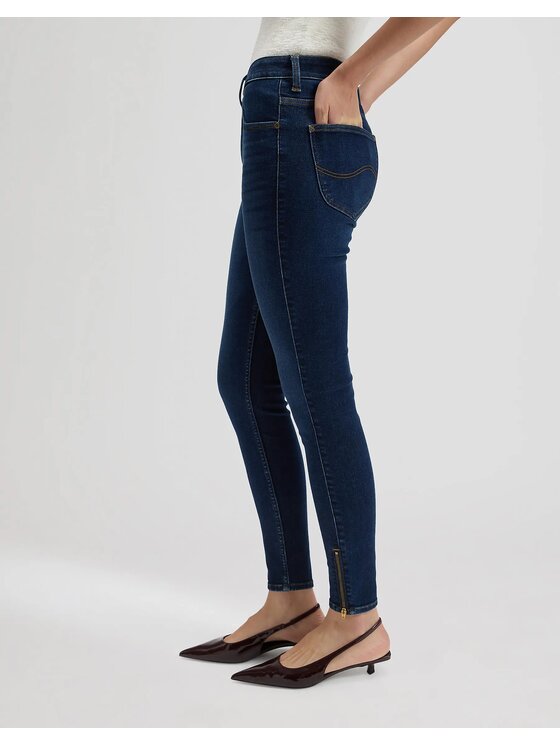 Lee Lee Jeansy SCARLETT HIGH ZIP Niebieski Skinny Fit