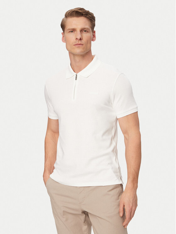 Calvin Klein Tricou polo LV04LE255G Alb Slim Fit