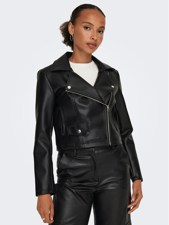 JDY JDY Jacke aus Kunstleder 15310269 Schwarz Regular Fit