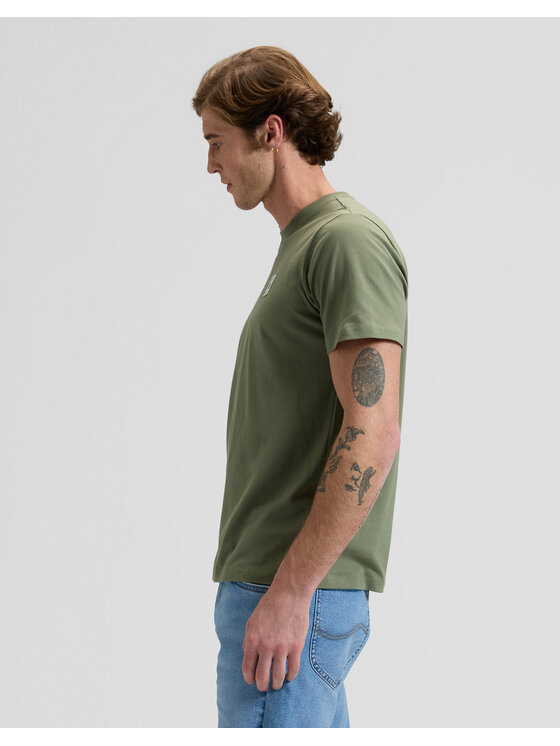 Lee Lee T-Shirt WOVEN LABEL TEE Zielony Regular Fit