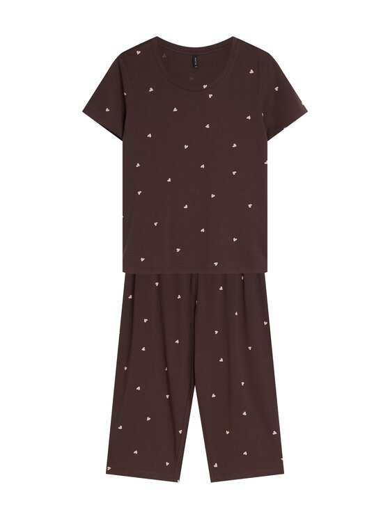 Esotiq Esotiq Piżama 46256 Brązowy Regular Fit