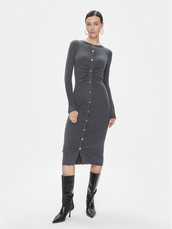 PINKO Pinko Sukienka dzianinowa Ermellino 101926 A15S Szary Slim Fit