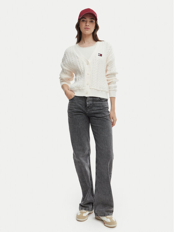 Tommy Jeans Tommy Jeans Kardigán DW0DW23024 Ekru Regular Fit