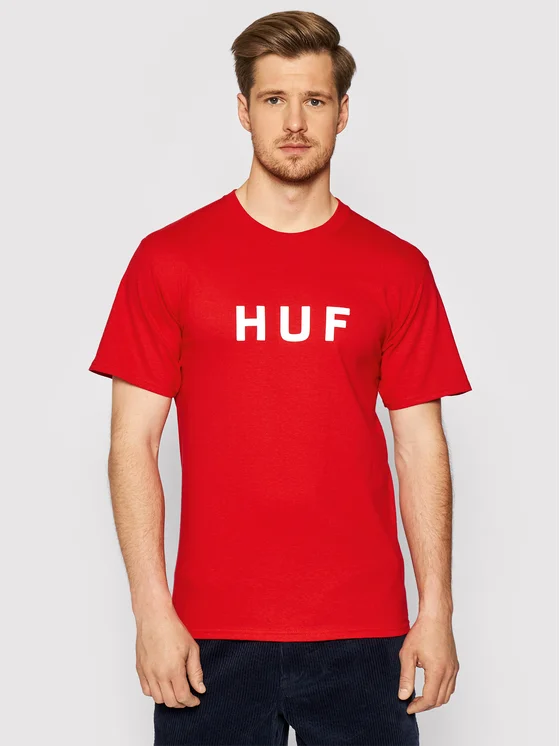 HUF T-Shirt Essentials Og Logo TS00508 Rot Regular Fit