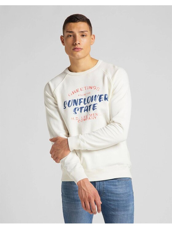 Lee Lee Felpa RAGLAN GRAPHIC SWS Bianco Regular Fit