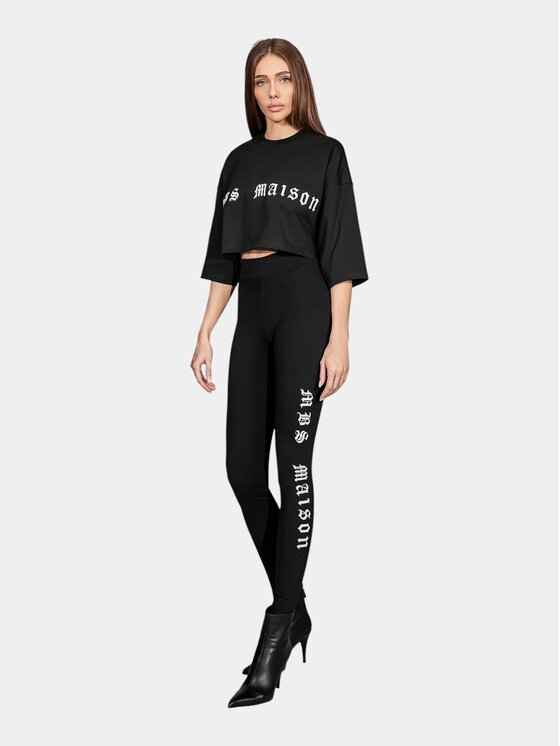 MADE BY SOCIETY MADE BY SOCIETY T-Shirt Typeset Crop - T27991 Czarny Basic Fit