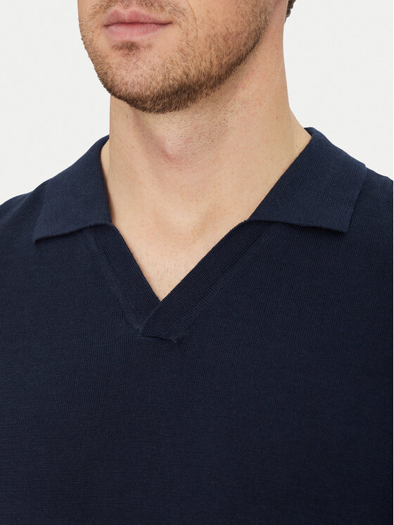 Blend Blend Тениска с яка и копчета 20718362 Тъмносин Regular Fit