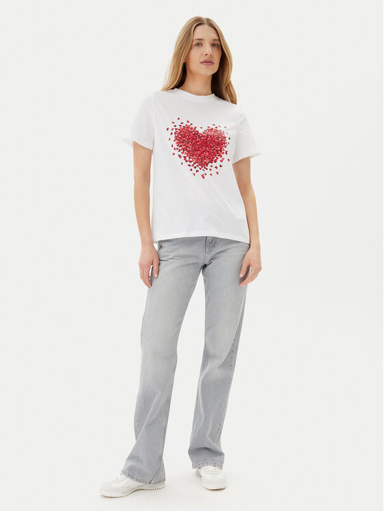 Pieces Pieces Marškinėliai Maria 17155082 Balta Relaxed Fit