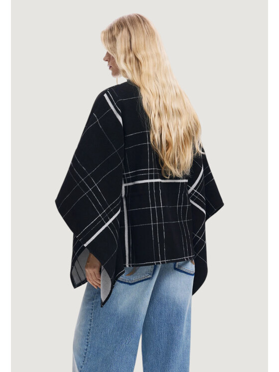 Desigual Desigual Κάπα PONCHO_CUADROS ALDAMA Μαύρο Casual Fit