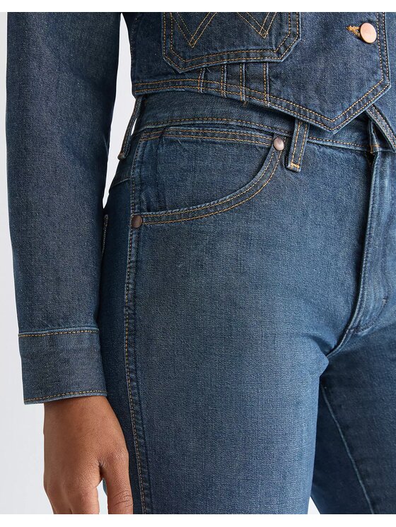 Wrangler Wrangler Jeansy 70S FLARE Niebieski Wide Leg