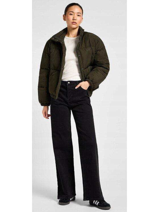 Lee Lee Kurtka przejściowa Relaxed Short Puffer Jacket Zielony Relaxed Fit