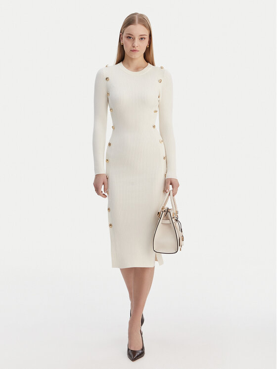 Guess Guess Strickkleid W6RK06 Z2YJ2 Écru Regular Fit